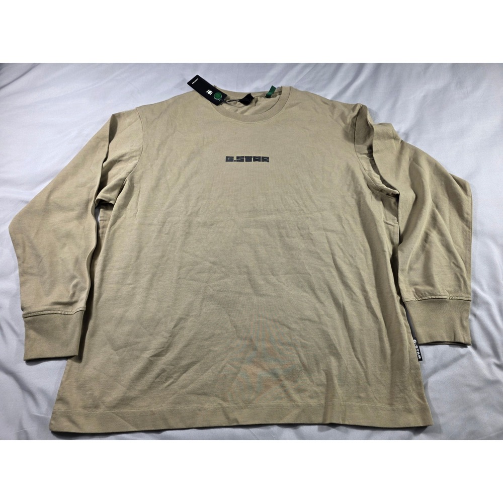G-Star Raw Long Sleeve T-Shirt Mens XL Tan Oversized Graphic NEW